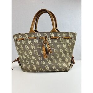 Dooney & Bourke Brown Vachetta Florentine Leather Canvas Satchel Handbag READ!!‎